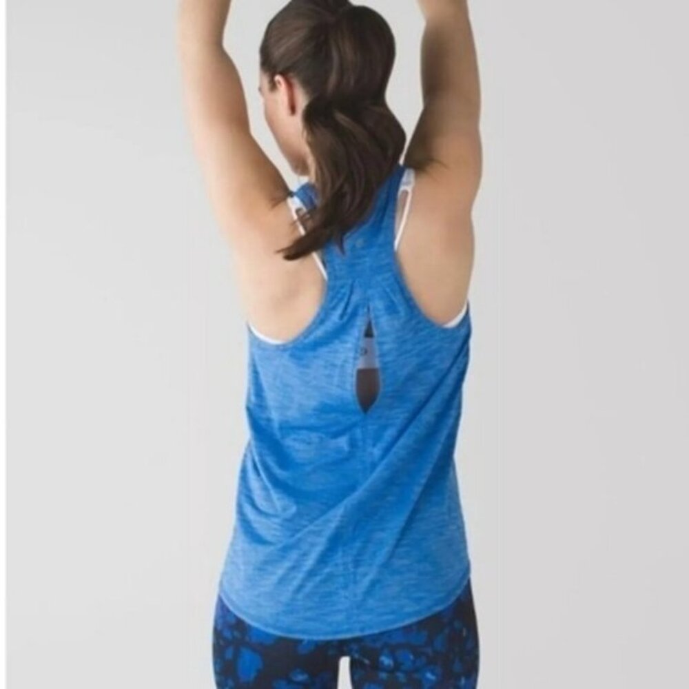 Lululemon Salute The Sun Singlet II Tank Top Heathered Lakeside Blue Size Small